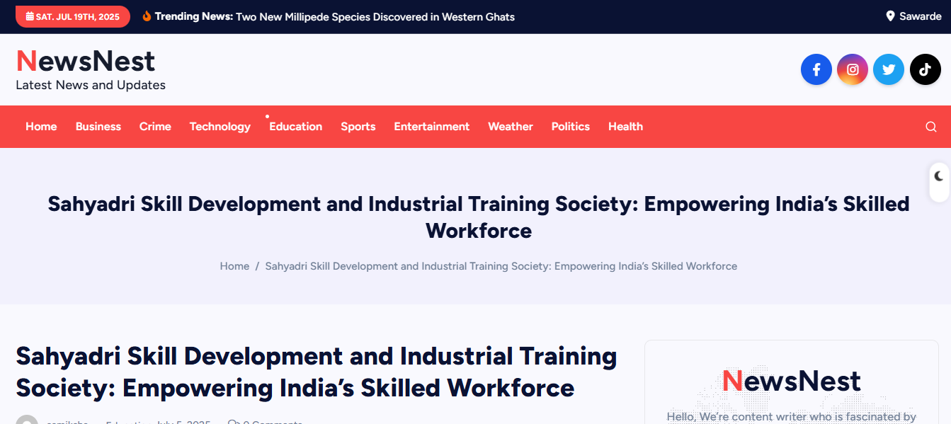 Sahyadri Skill Development and Industrial Training Society Featured in NewsNest