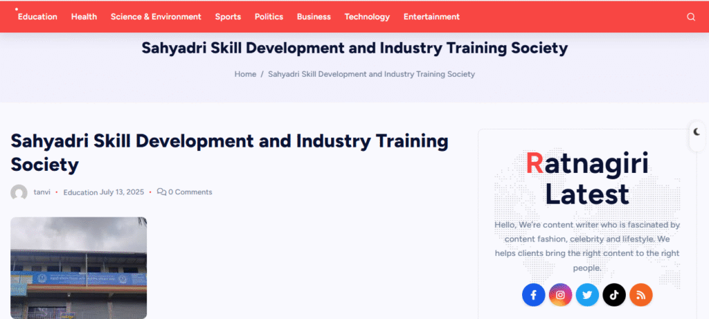 sahyadri skill development and industrial training society, #ssdits