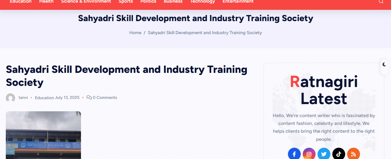 sahyadri skill development and industrial training society, #ssdits