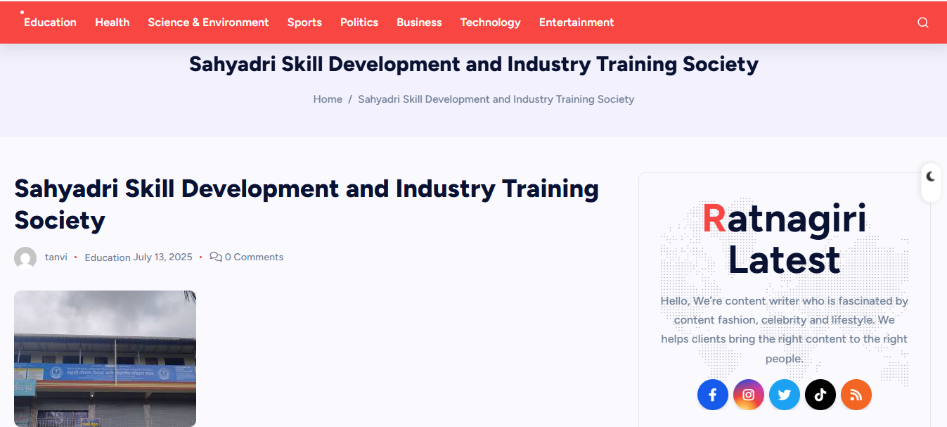 sahyadri skill development and industrail training society featured in Times News